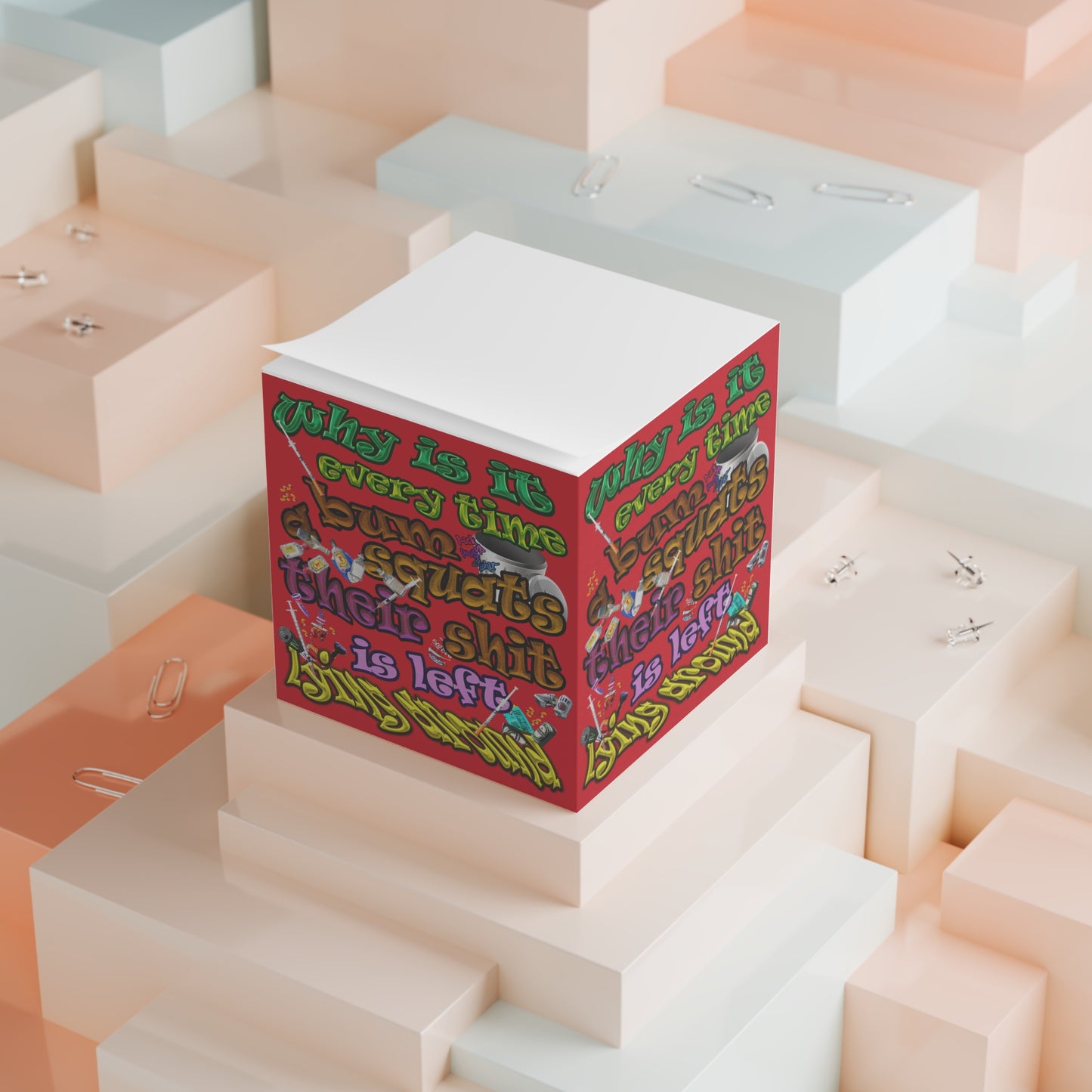 the bum's shit - note cube (dark red)