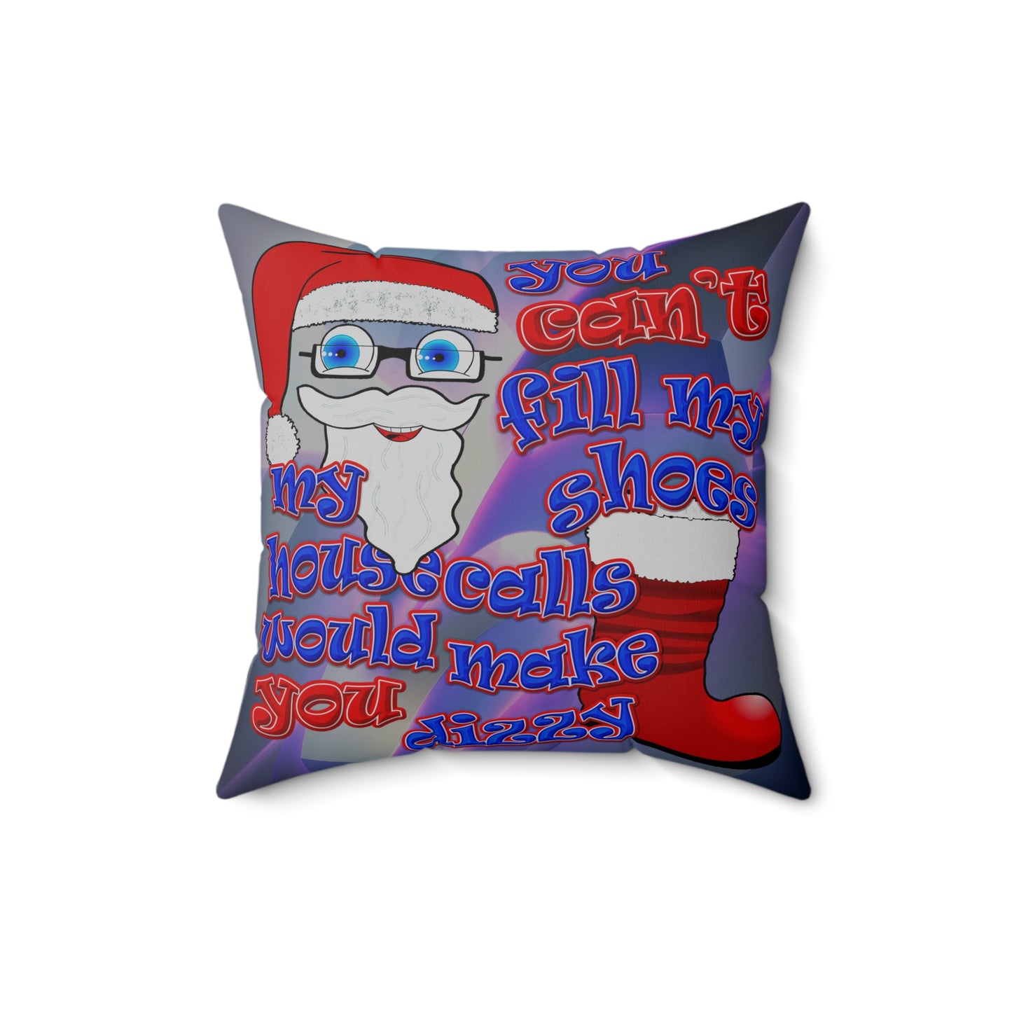 santa's shoes - Spun Polyester Square Pillow - (grey-pink wave)