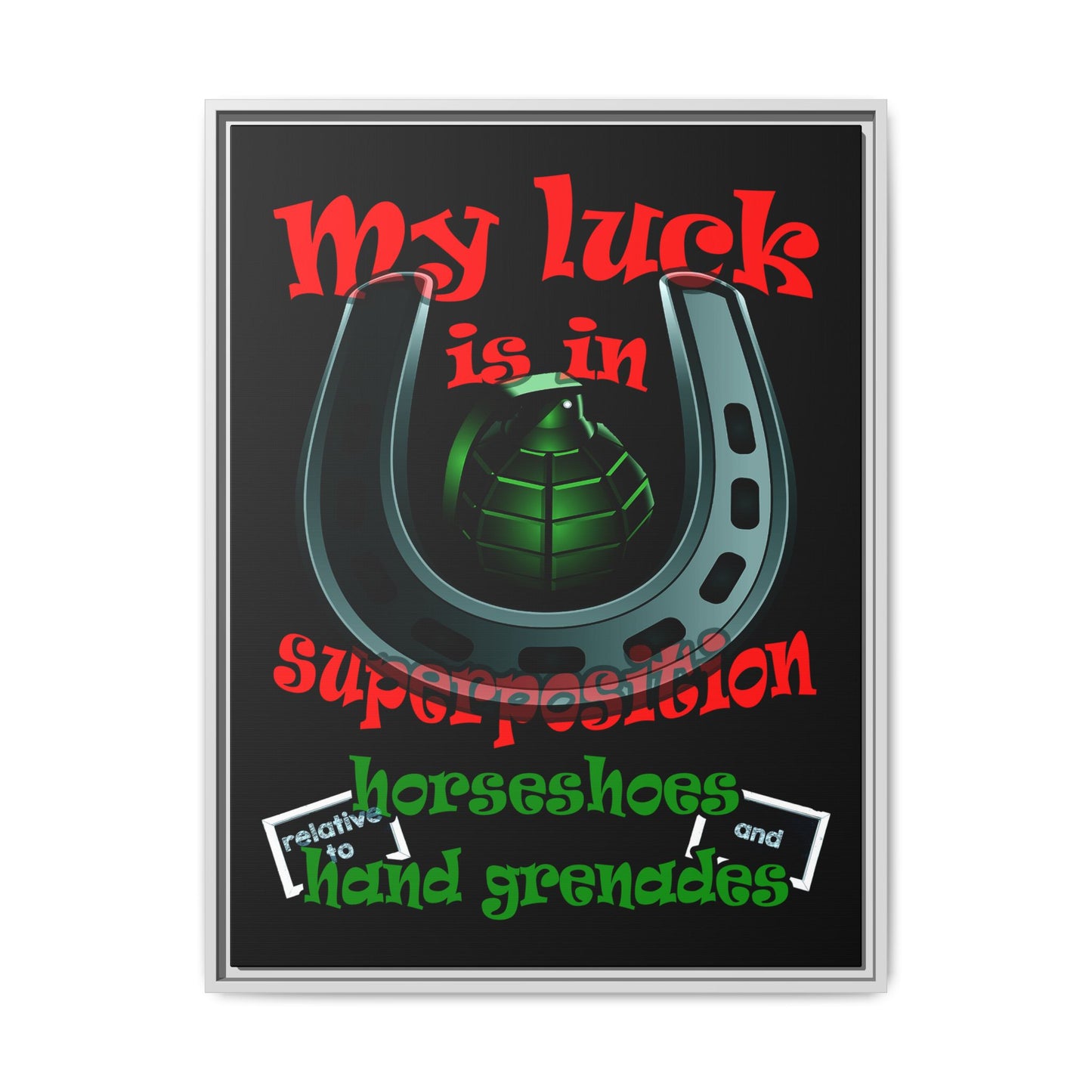 my luck - framed canvas art (black)