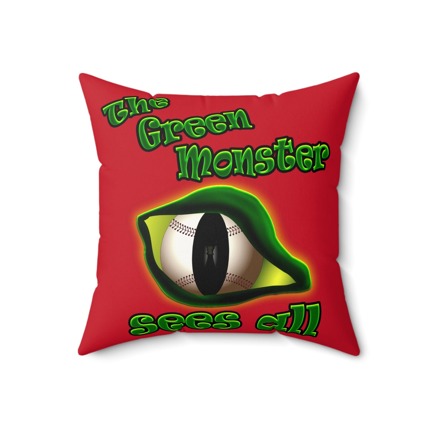 green monster - Faux Suede Square Pillow - (dark red)