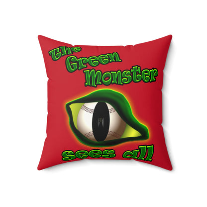 green monster - Faux Suede Square Pillow - (dark red)