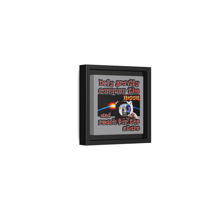 defy conquer reach - framed canvas art (grey)