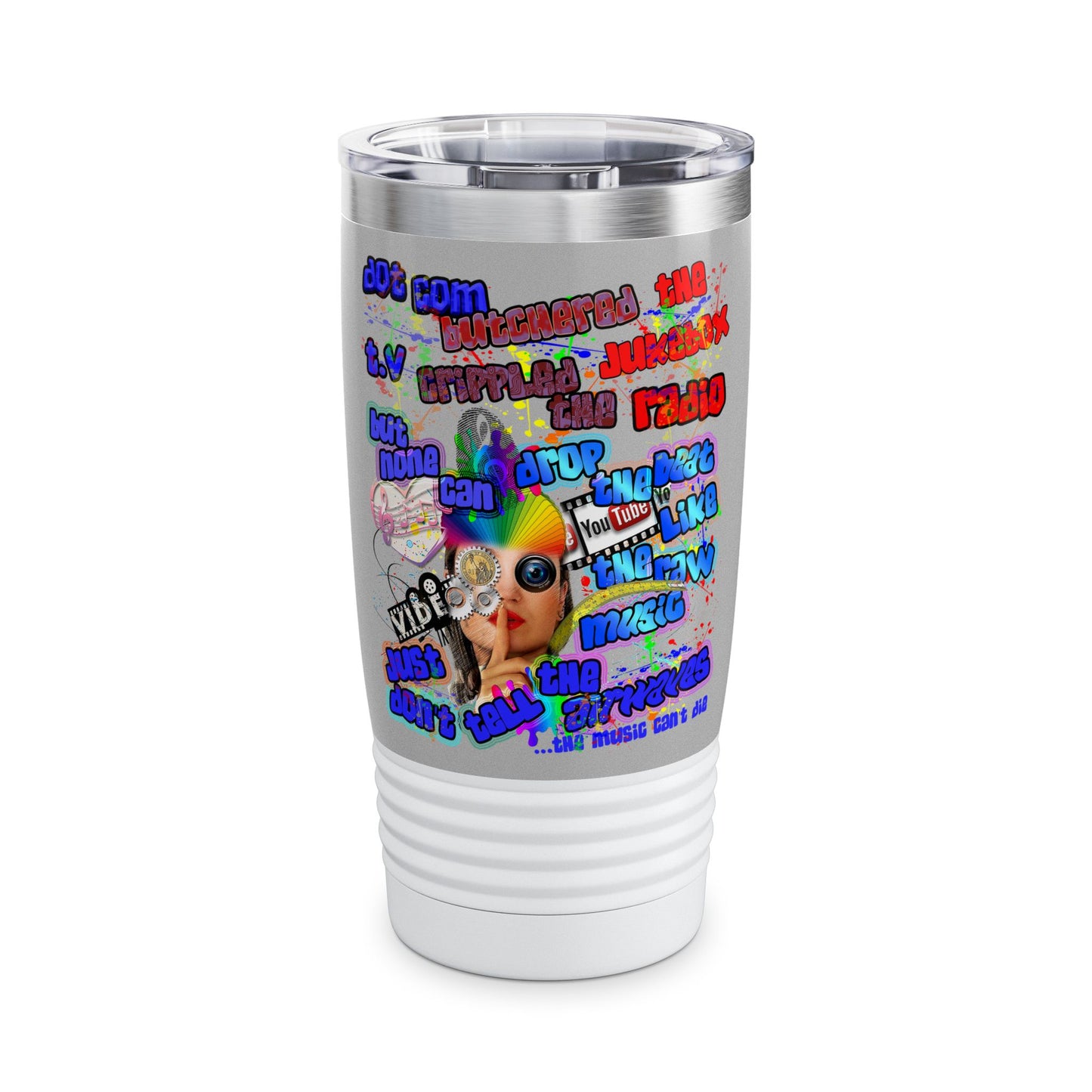 drop the beat - Ringneck Tumbler, 20oz (light grey)