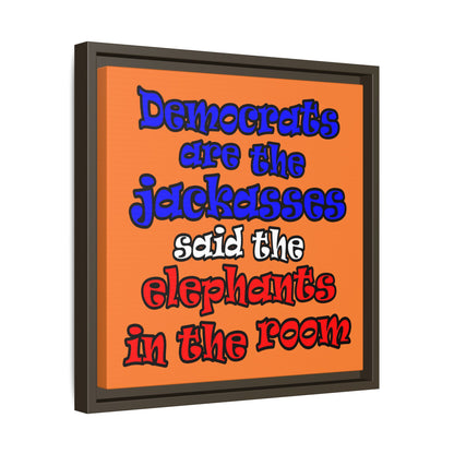 donkeys and elephants - framed canvas art (crusta)