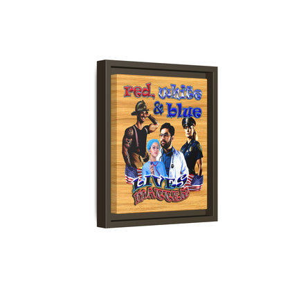 rw&b lives matter - framed canvas art (butterscotch wood finish)