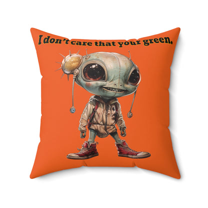 I don't care that your grey - Faux Suede Square Pillow - (orange)