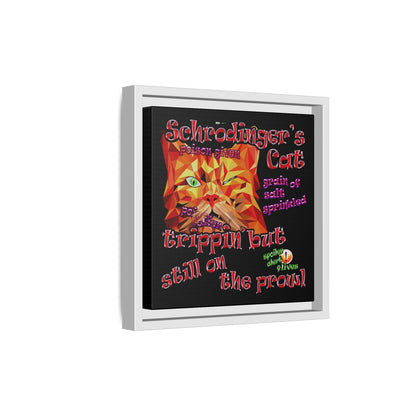 schrodinger's cat - framed canvas art (black)