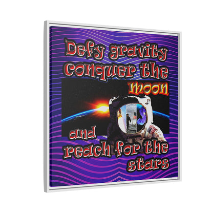 defy conquer reach - framed canvas art (purple wave)