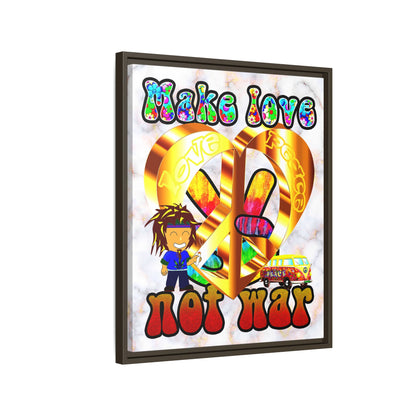 love peace - framed canvas art (white marble)