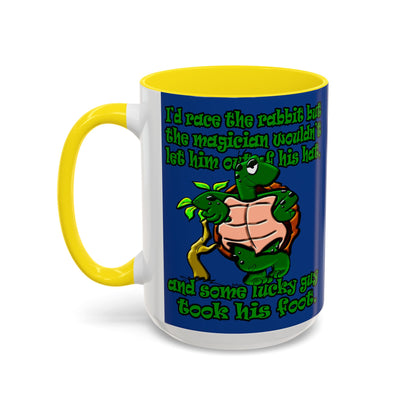 turtle race - Accent Mug (dark blue)