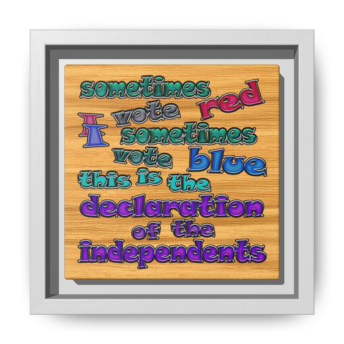 declaration of the independents - framed canvas art (butterscotch wood finish)