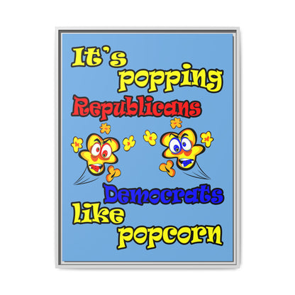 popping like popcorn - framed canvas art (light blue)