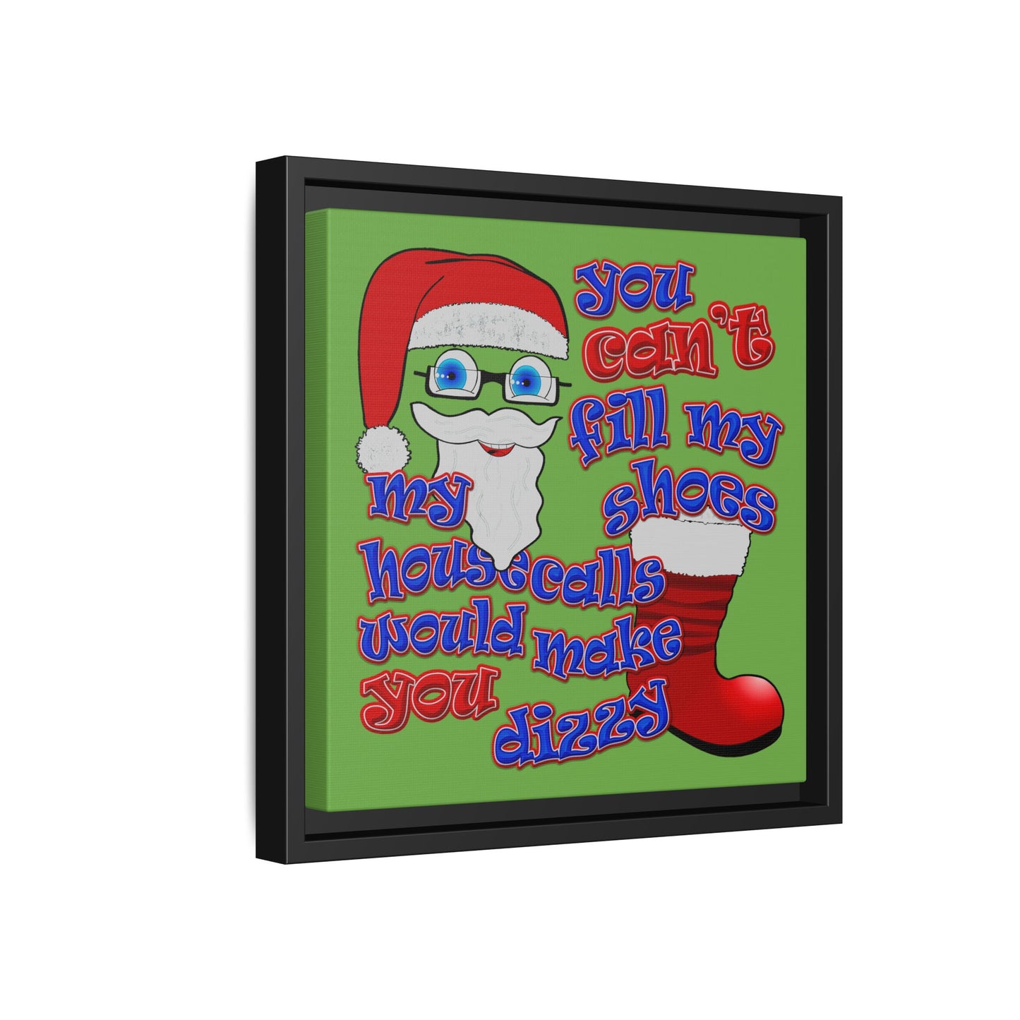 santa's shoes - framed canvas art (green)