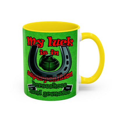 my luck - Accent Mug (green turf)