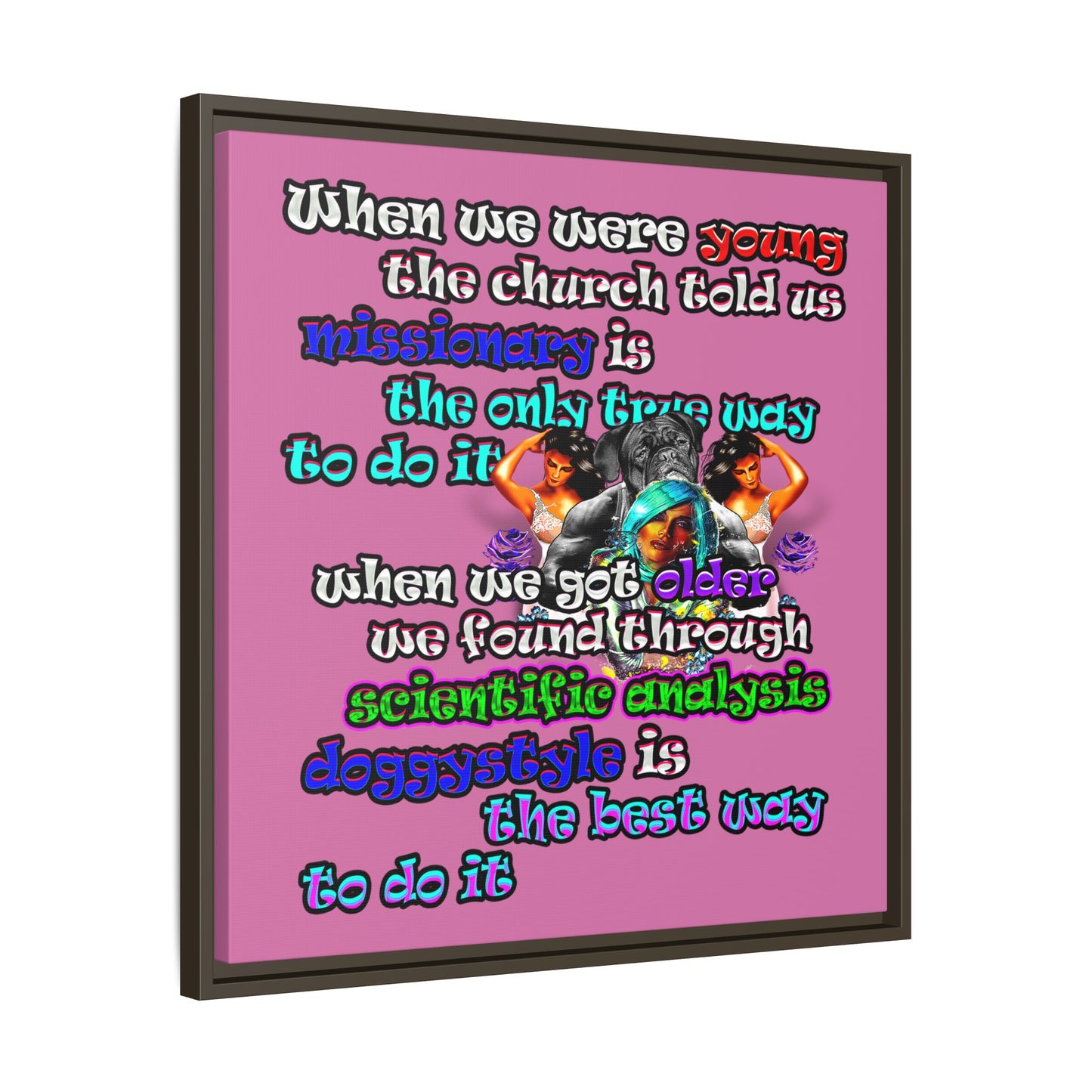 doggystyle - framed canvas art (light pink)