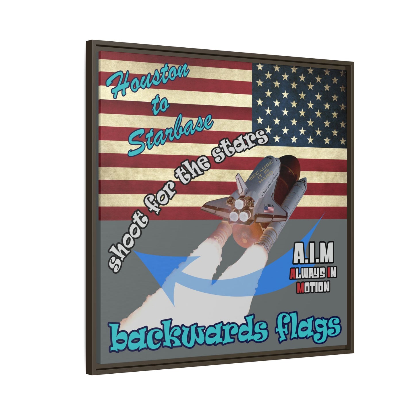 shoot for the stars - framed canvas art (dark grey)