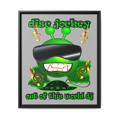 disc jockey - framed canvas art (light grey)