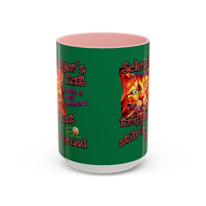 schrodinger's cat - Accent Mug (dark green)