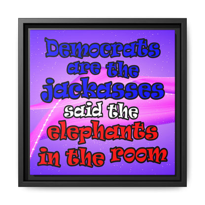 donkeys and elephants - framed canvas art (purple-pink wave)