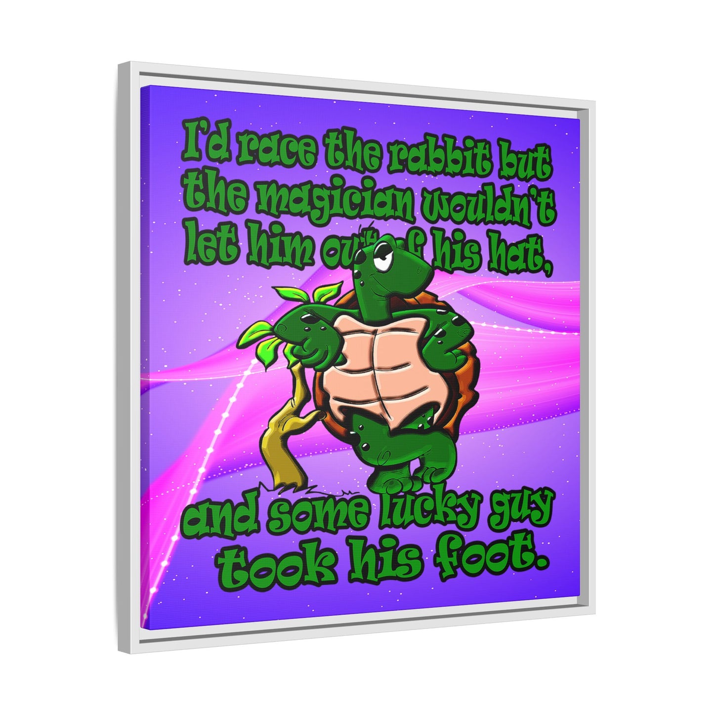 turtle race - framed canvas art (purple-pink wave)