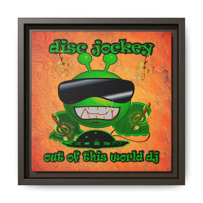disc jockey - framed canvas art (burnt orange)