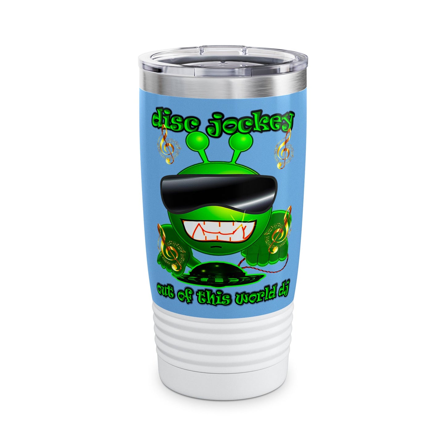 disc jockey - Ringneck Tumbler, 20oz (light blue)
