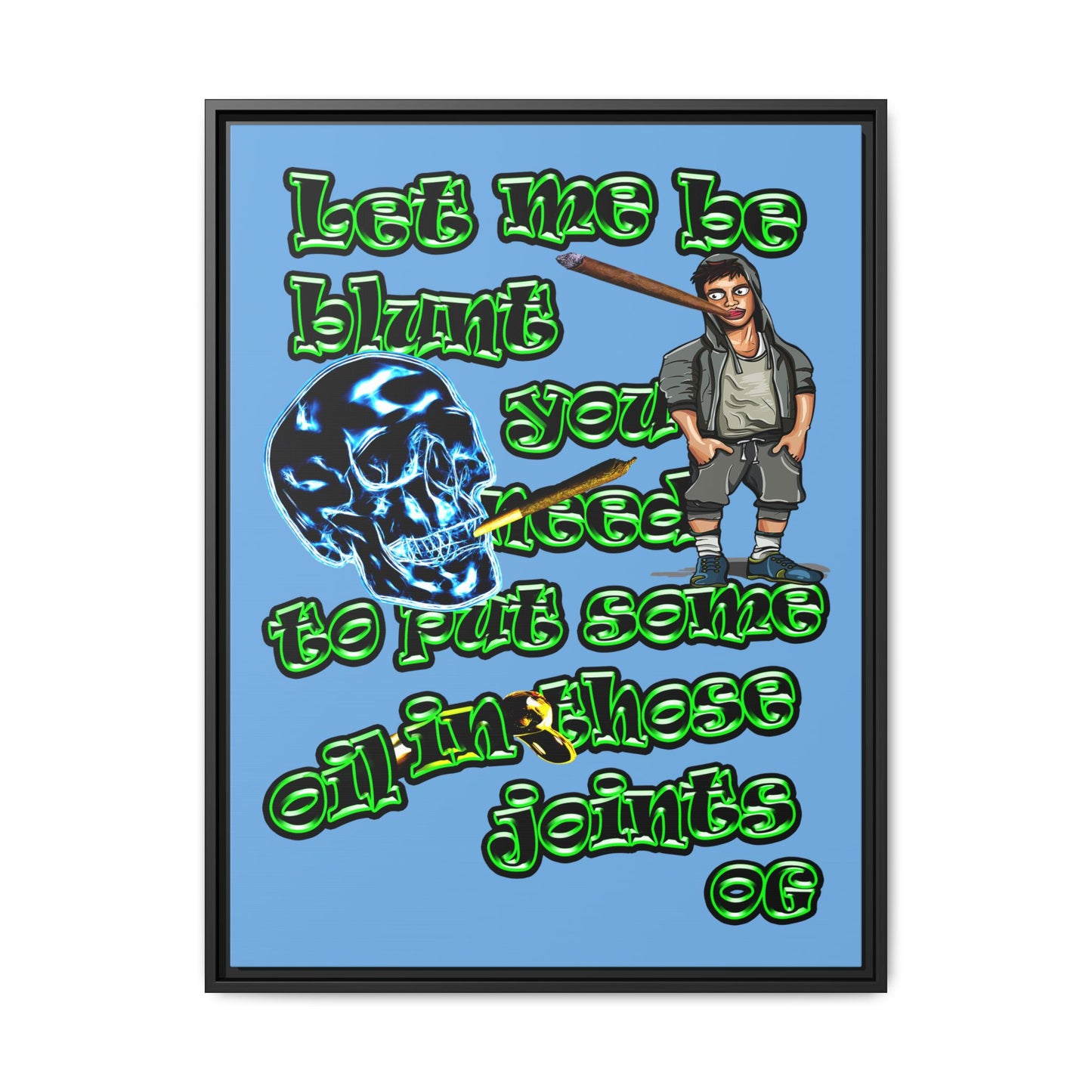 og - framed canvas art (light blue)