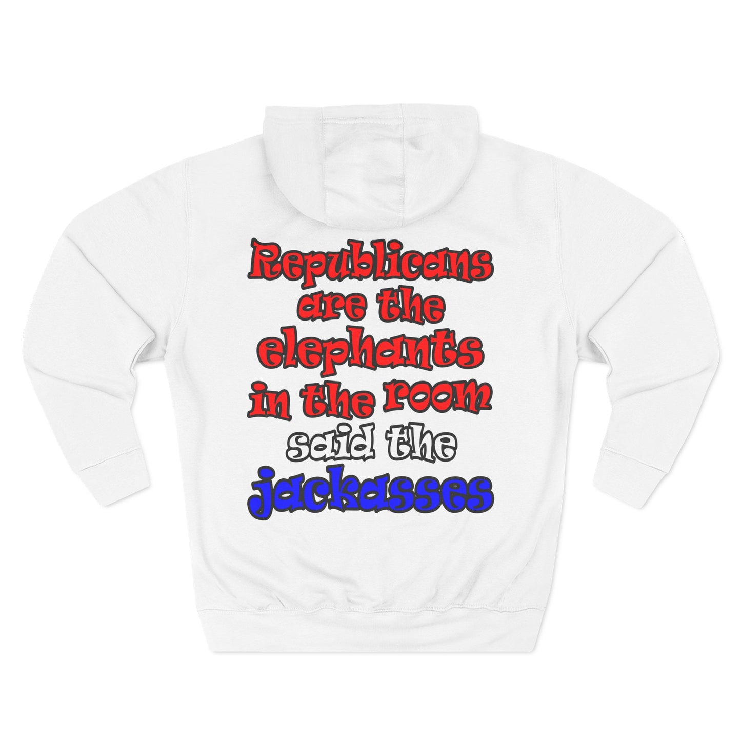 donkeys and elephants - Three-Panel Fleece Hoodie