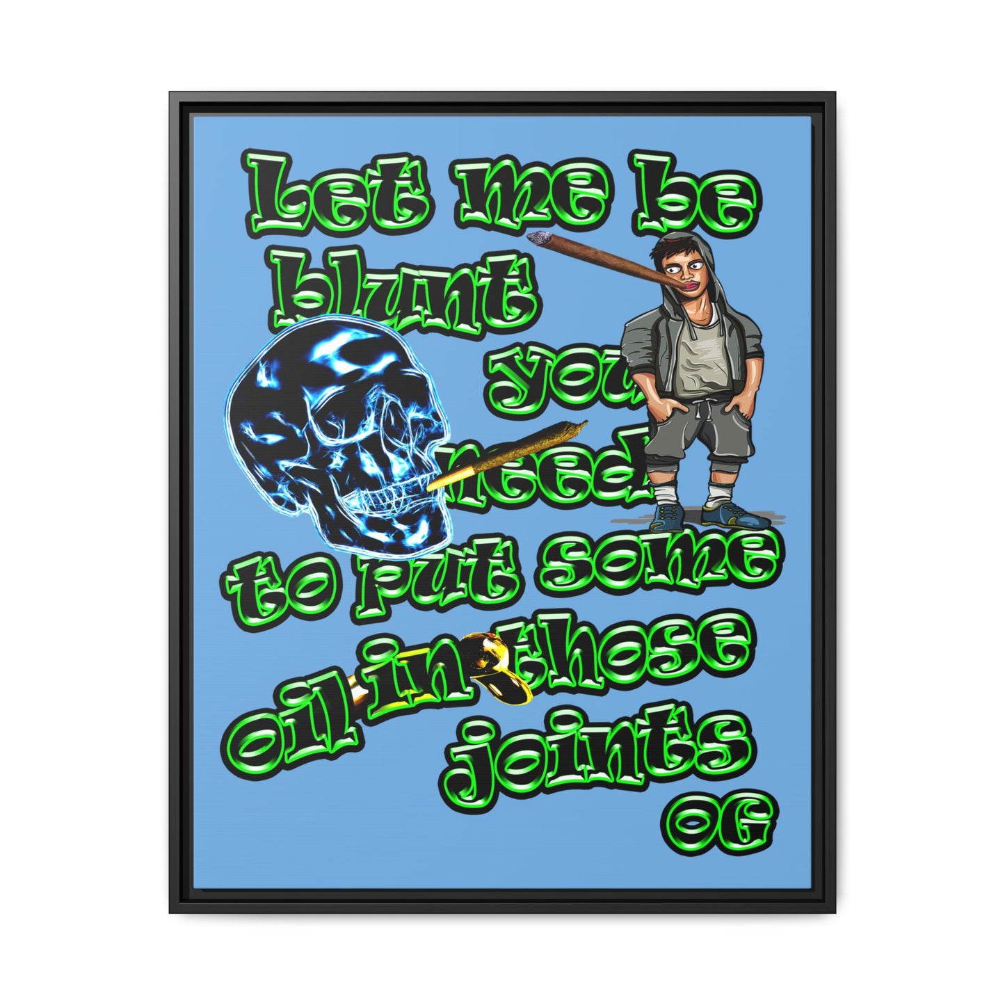 og - framed canvas art (light blue)