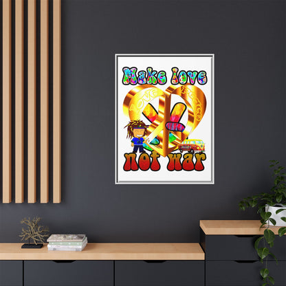 love peace - framed canvas art (white)