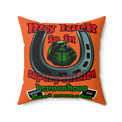 my luck - Faux Suede Square Pillow - (orange)