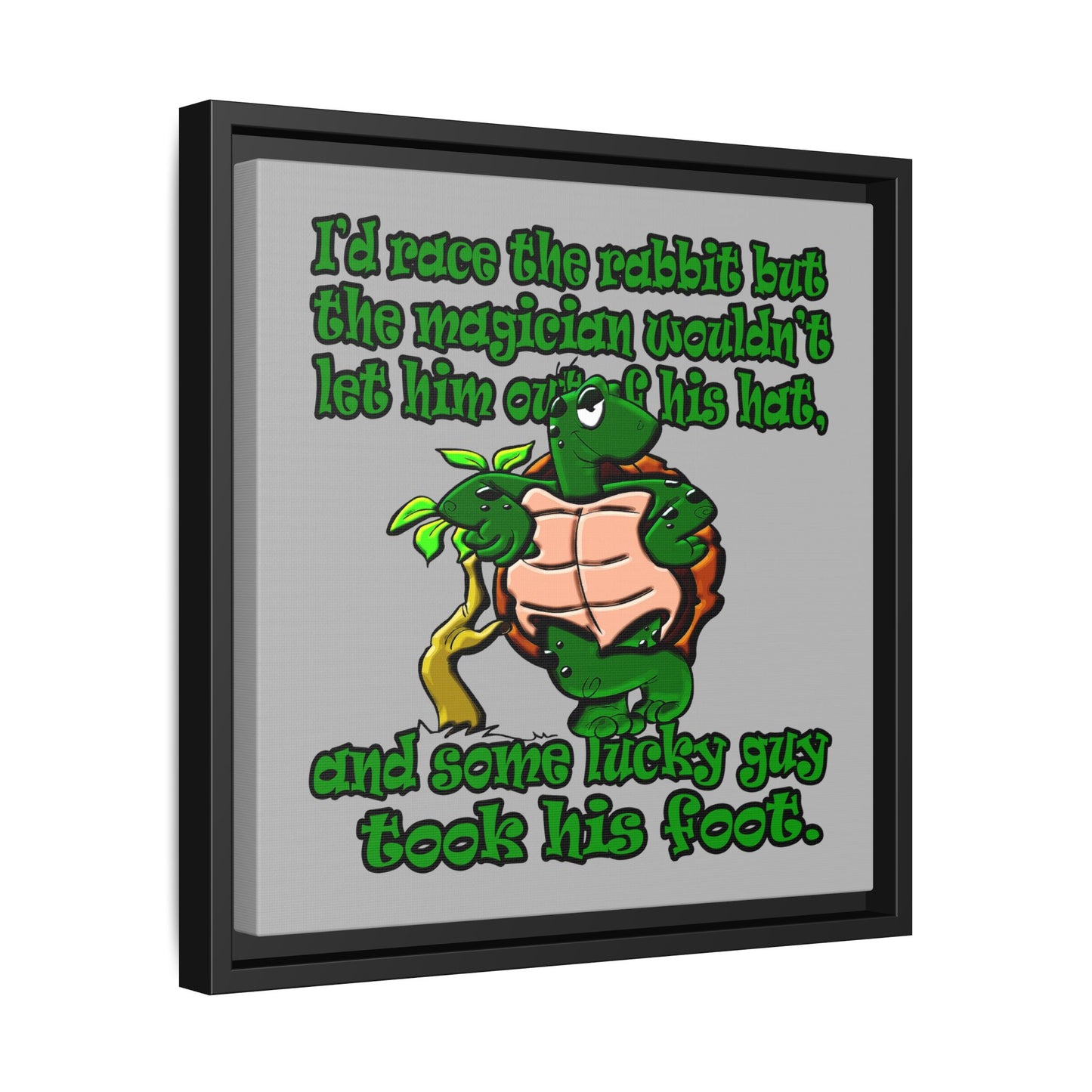 turtle race - framed canvas art (light grey)