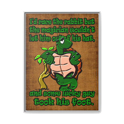 turtle race - framed canvas art (brown papyrus)