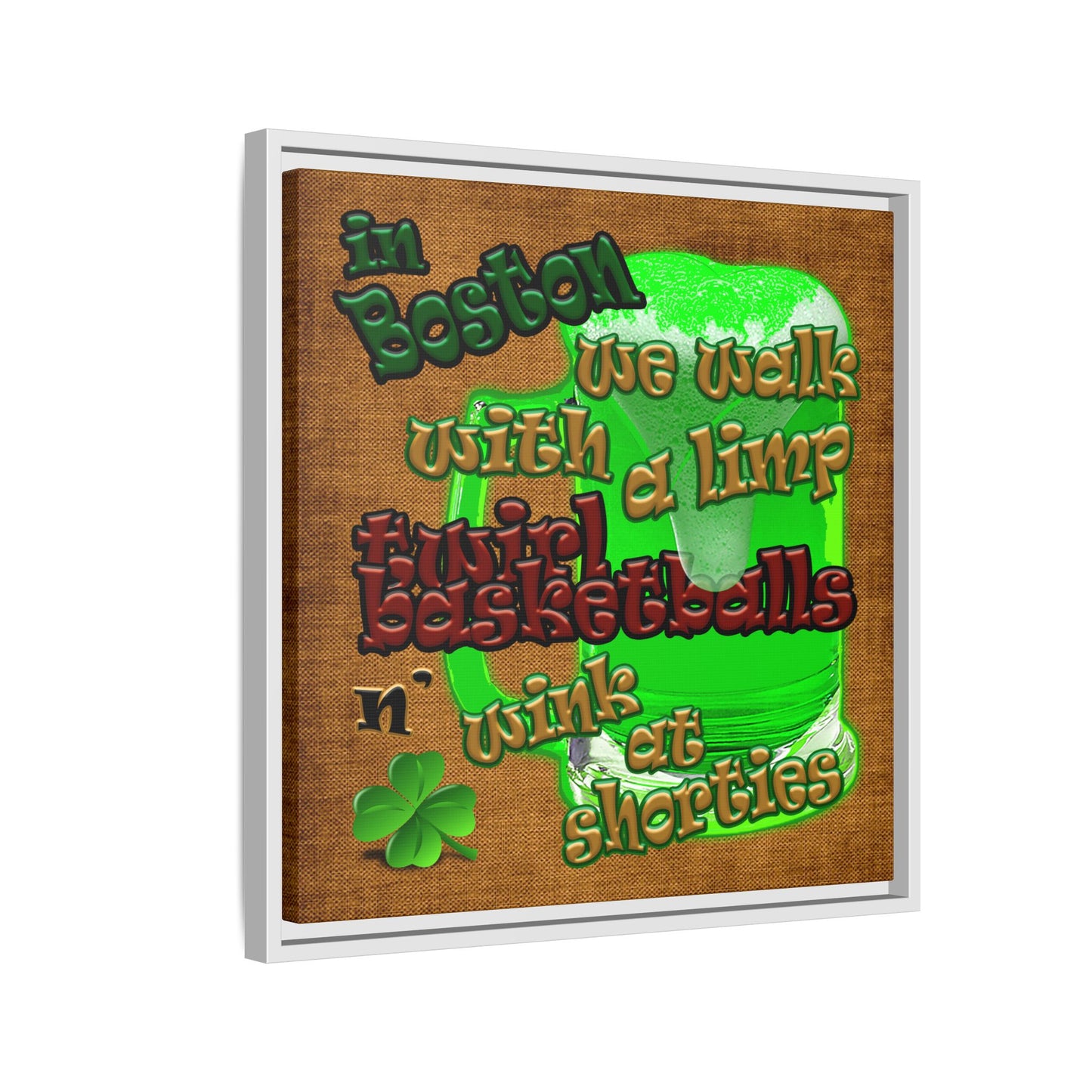 celtics logo - framed canvas art (brown papyrus)