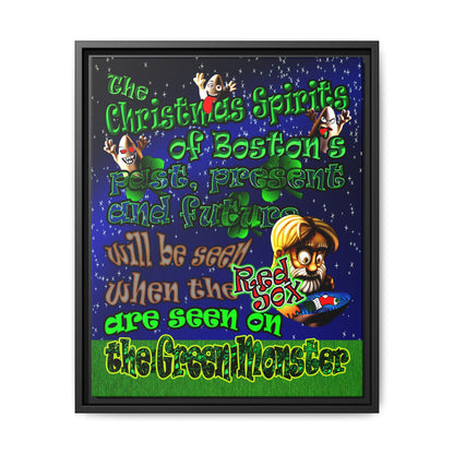 christmas spirits of boston - framed canvas art ('snoops' background)