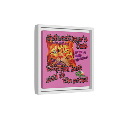 schrodinger's cat - framed canvas art (light pink)