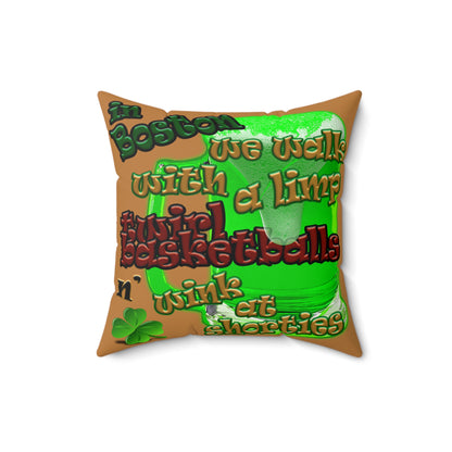 celtics logo - Faux Suede Square Pillow - (light brown)