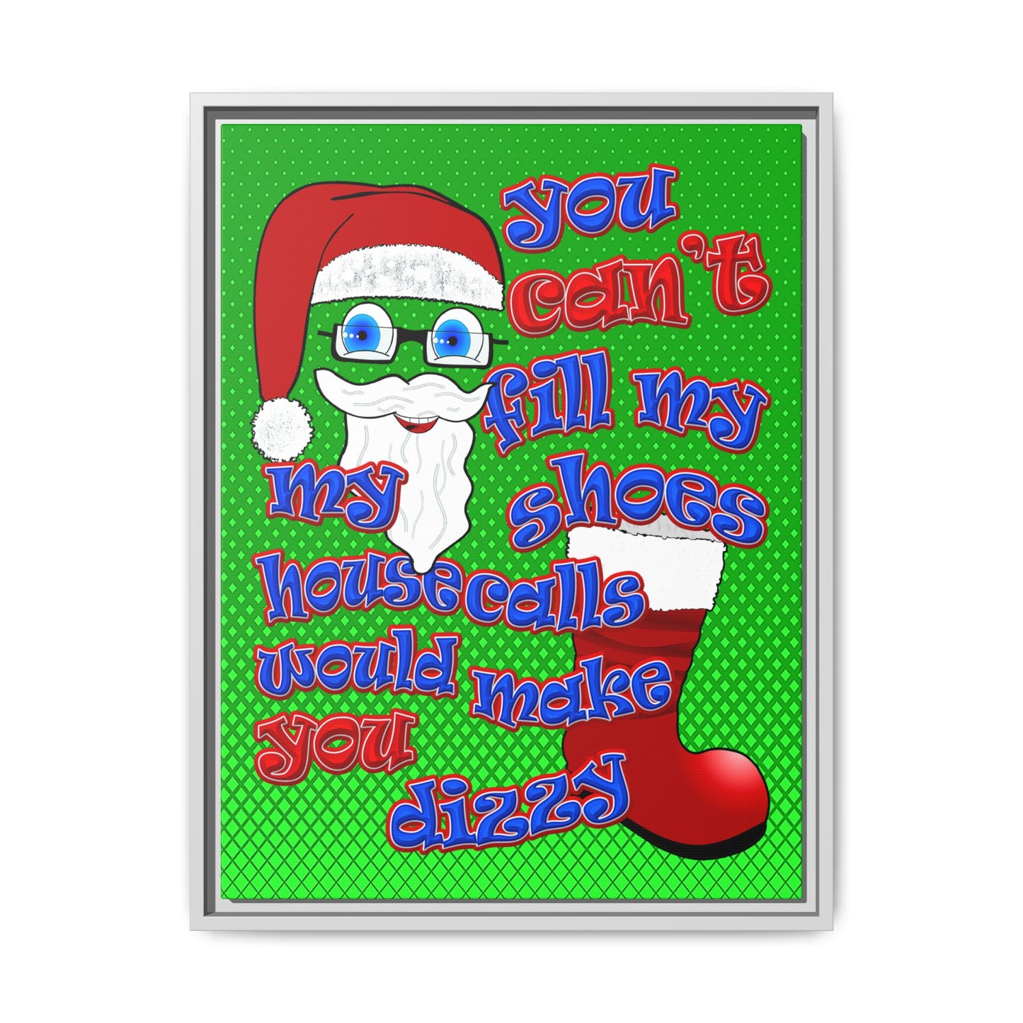 santa's shoes - framed canvas art (logo green)