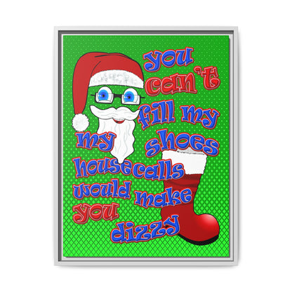 santa's shoes - framed canvas art (logo green)