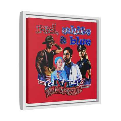 rw&b lives matter - framed canvas art (dark red)