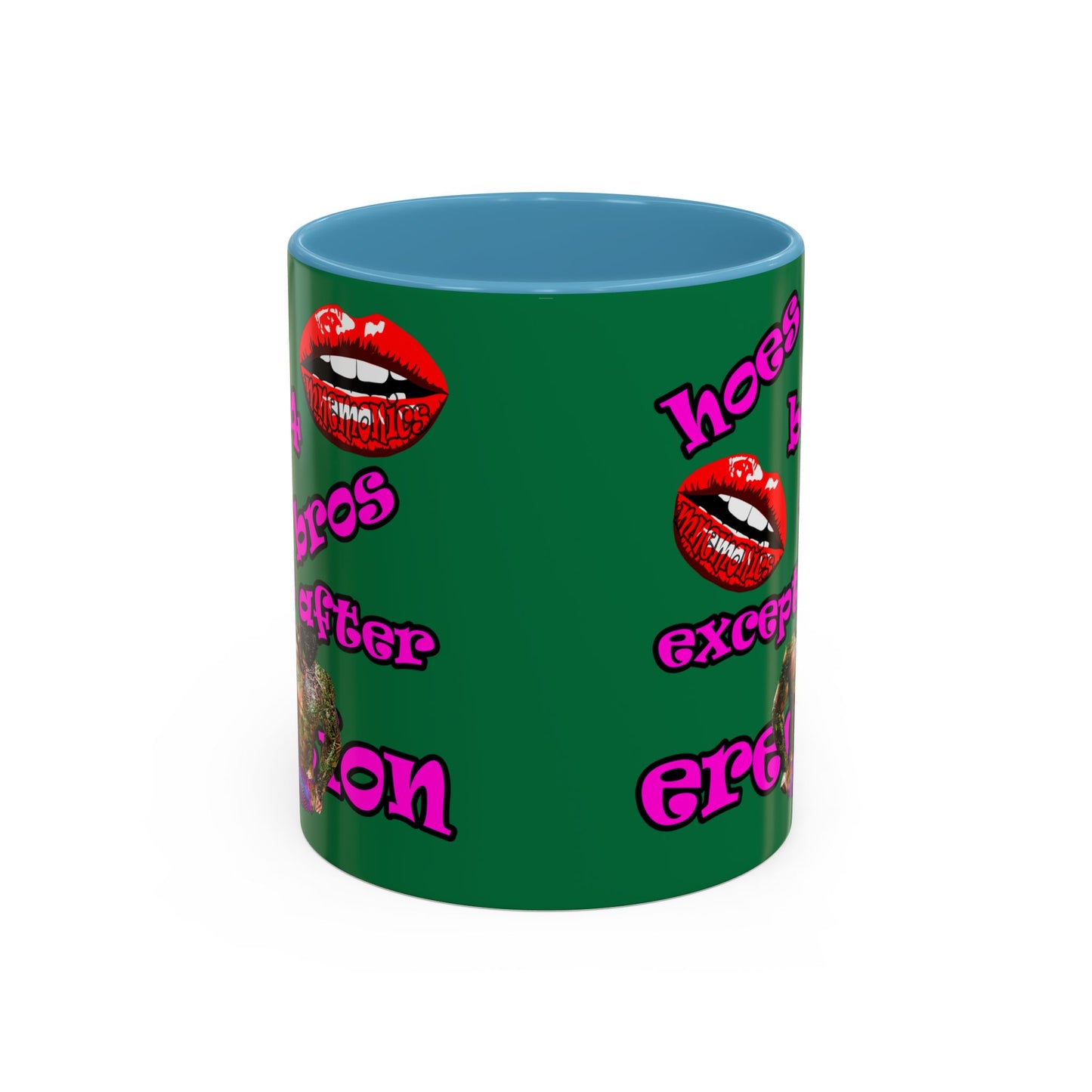 hoes b4 bros - Accent Mug (dark green)