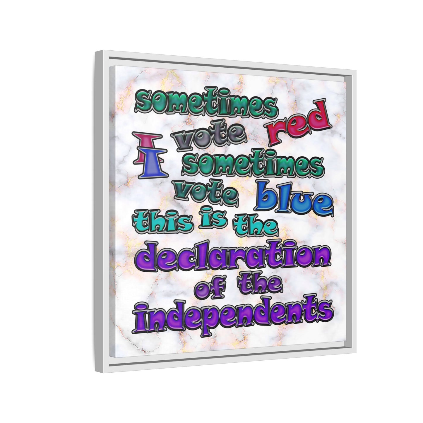 declaration of the independents - framed canvas art (white marble)