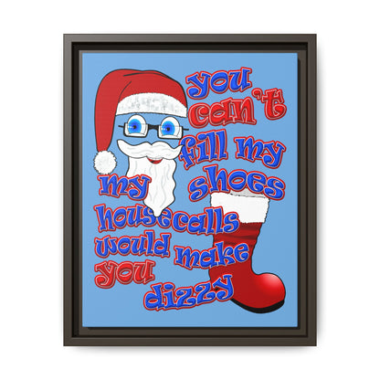 santa's shoes - framed canvas art (light blue)