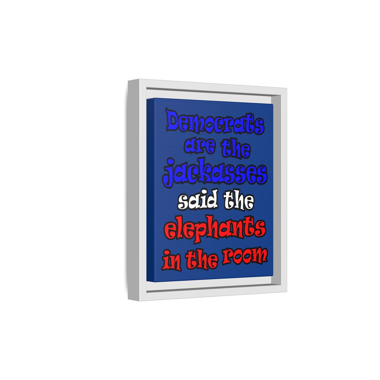 donkeys and elephants - framed canvas art (dark blue)