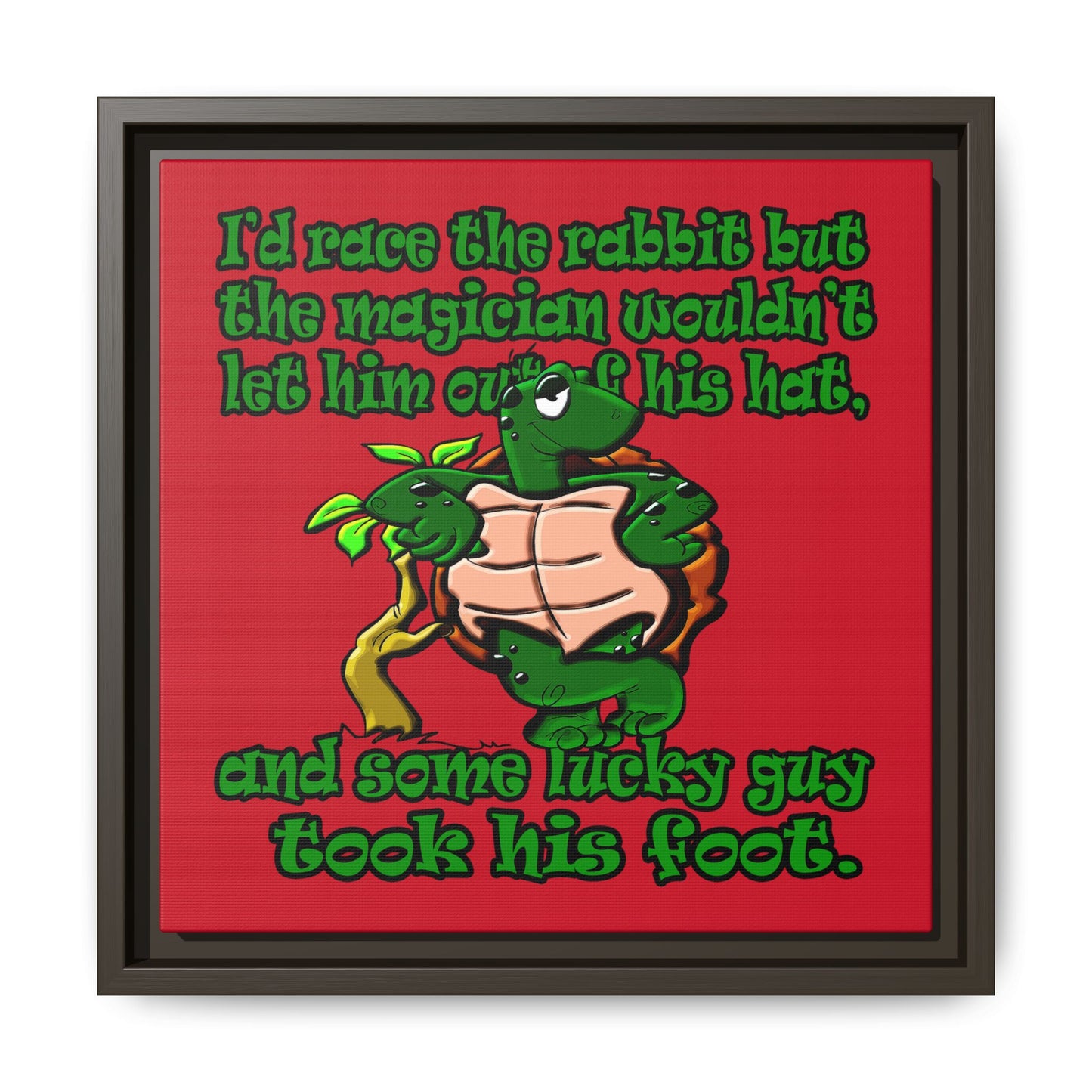 turtle race - framed canvas art (dark red)