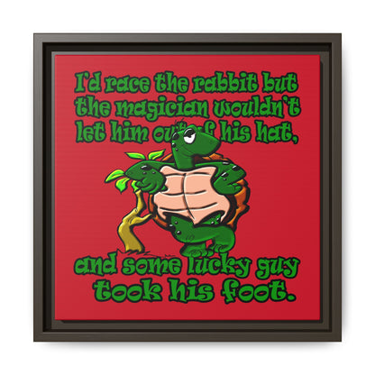 turtle race - framed canvas art (dark red)