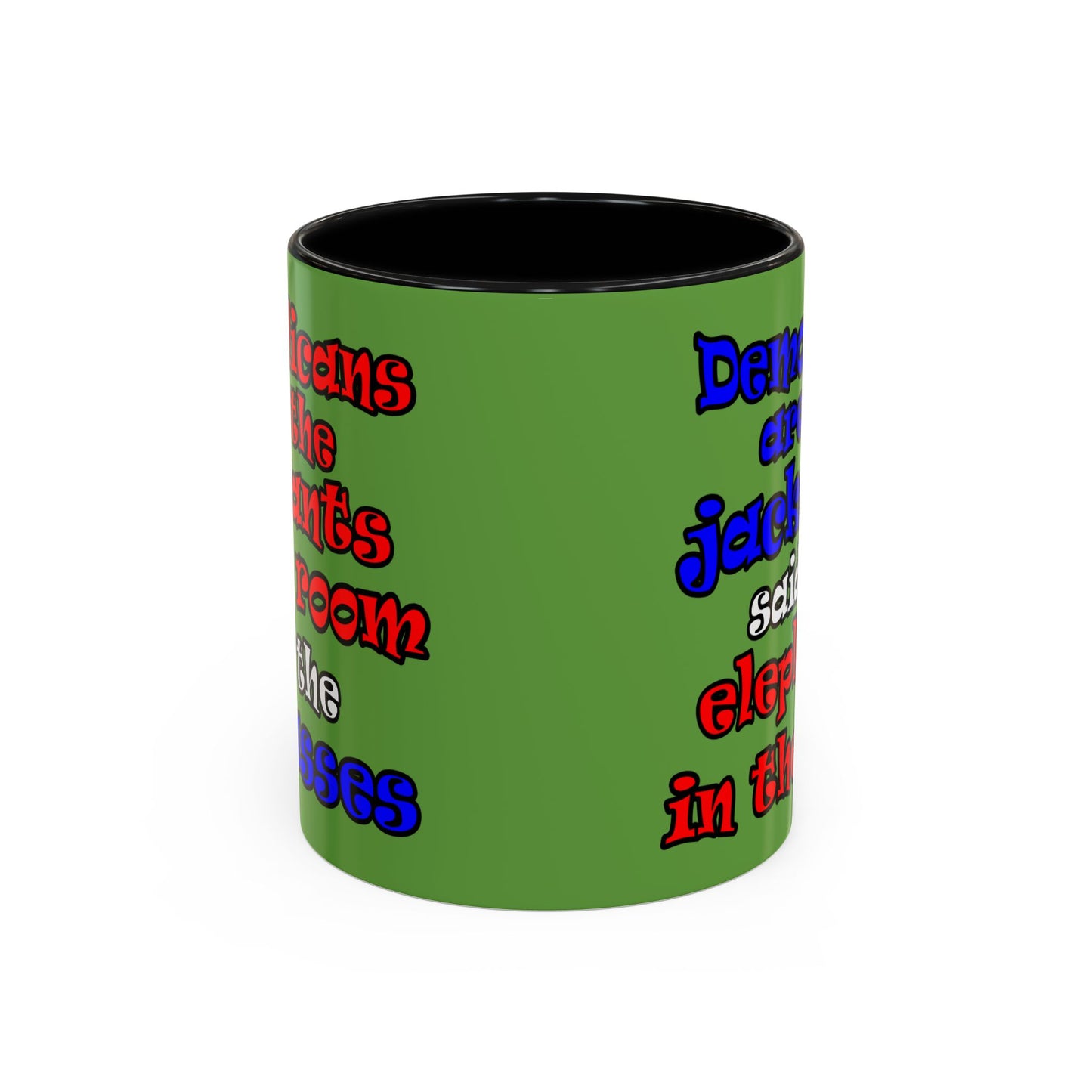 donkeys and elephants - Accent Mug (green)