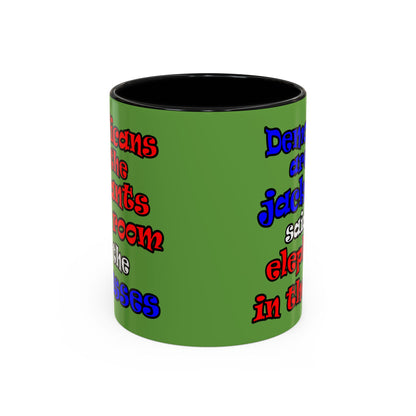 donkeys and elephants - Accent Mug (green)