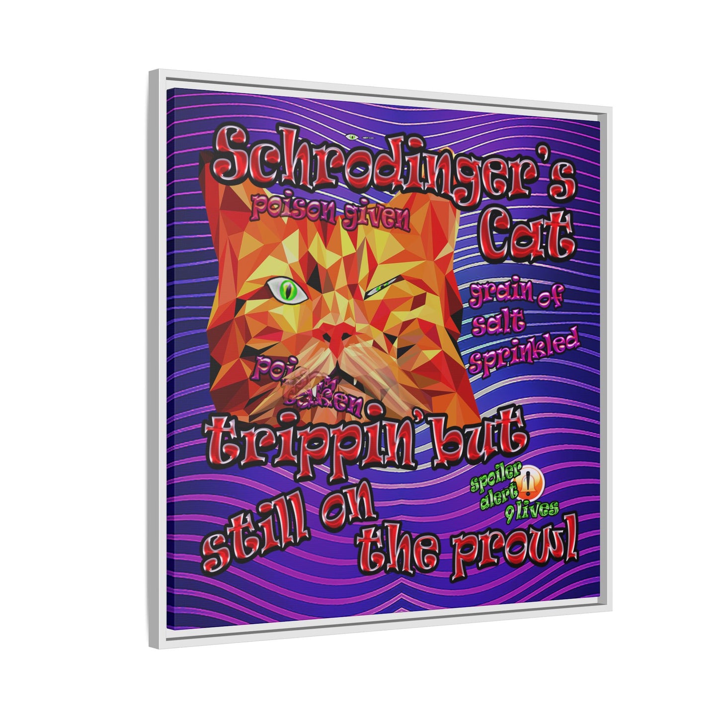 schrodinger's cat - framed canvas art (purple wave)