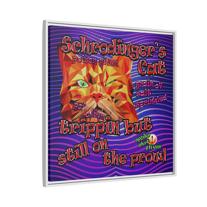 schrodinger's cat - framed canvas art (purple wave)